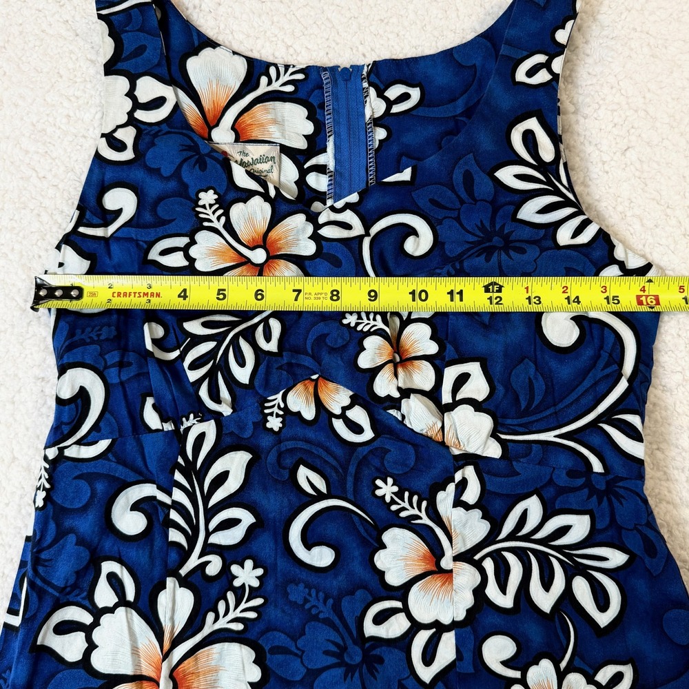 Hilo Hattie Vintage 10 (modern 4) Hawaiian Dress Blue Floral Cotton Made in HI - Picture 8 of 9